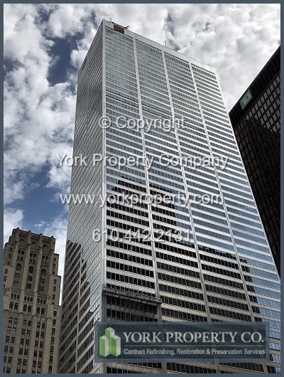 Mold stained stainless steel curtain wall cleaning, rust damaged stainless steel curtain wall refinishing, corroded stainless steel curtain wall restoration and dirty stainless steel curtain wall refinishing services that restore the color, gloss, luster, sheen and visual appearance.