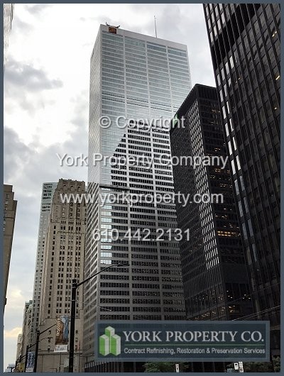 Dirty stainless steel curtain wall cleaning, rusting stainless steel curtain wall refinishing, oxidized stainless steel curtain wall restoration and pitted stainless steel curtain wall refinishing solutions.