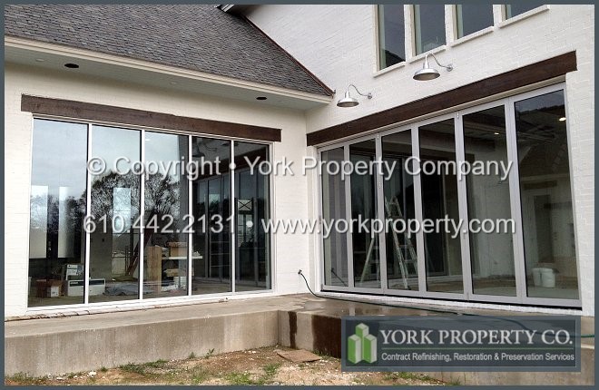 Exterior clear anodized aluminum window frame repair.