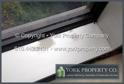 Cleaning scuffed and restoring damaged anodized aluminum window frames.
