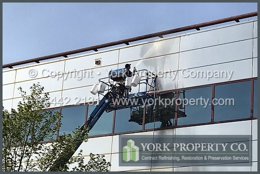 Dirty stainless steel panel environmentally friendly cleaning chemicals.