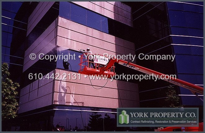 Precast concrete restoration cleaning.
