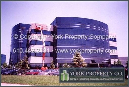 Precast concrete restoration cleaning. When anodized aluminum gets soiled, scraped, scuffed or nicked we repair, refurbish, refinish and fix the anodized aluminum surface imperfections.