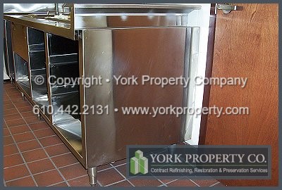 Muriatic acid vapor rust stained damaged stainless steel cleaning and stainless steel refinishing.