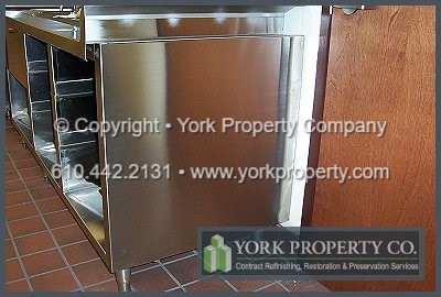 Muriatic acid iron oxide rust stained damaged stainless steel chemical cleaning and refinishing.