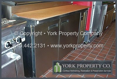 Cleaning and refinishing rust, stains and scratches on stainless steel kitchen equipment, cooktop doors, stainless steel appliances and stainless steel food processing equipment.