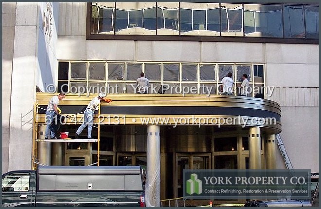 Refinishing brass window frames, refinishing brass panels.
