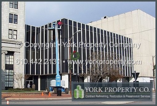 Anodized aluminum is damaged by winter salt, dirt, salt water, grime, corrosive oxidation, discoloration, acid burns and caustic chemical stains. Architectural metal refinishing specialists cleaning anodized aluminum, washing anodized aluminum, pressure cleaning anodized aluminum and refinishing anodized aluminum.