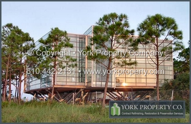 Stainless steel cladding and stainless steel building facade siding safe eco-friendly cleaning products and maintenance washing to remove rust, oxidation, stains and surface blemishes.