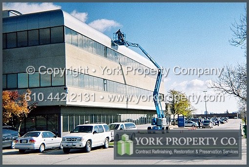 Painted aluminum cleaning and refinishing. Restoring nicks, scuffs, dings and scrapes on painted aluminum window frames and painted aluminum panels.