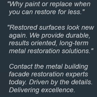 North America's premier provider of turnkey, durable and cost-effective oxidized anodized aluminum window frame cleaning, faded painted aluminum building facade spandrel panel refinishing, rusting stainless steel window mullion polishing and dirty anodized aluminum curtain wall restoration solutions that restore the color, gloss, luster, sheen and visual appearance.